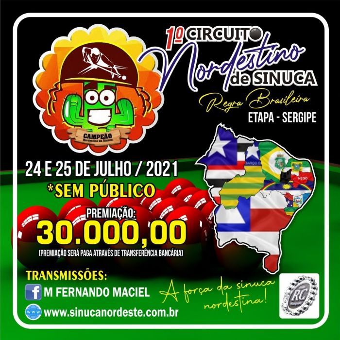 1⁰ Circuito Nordestino de Sinuca Etapa Sergipe